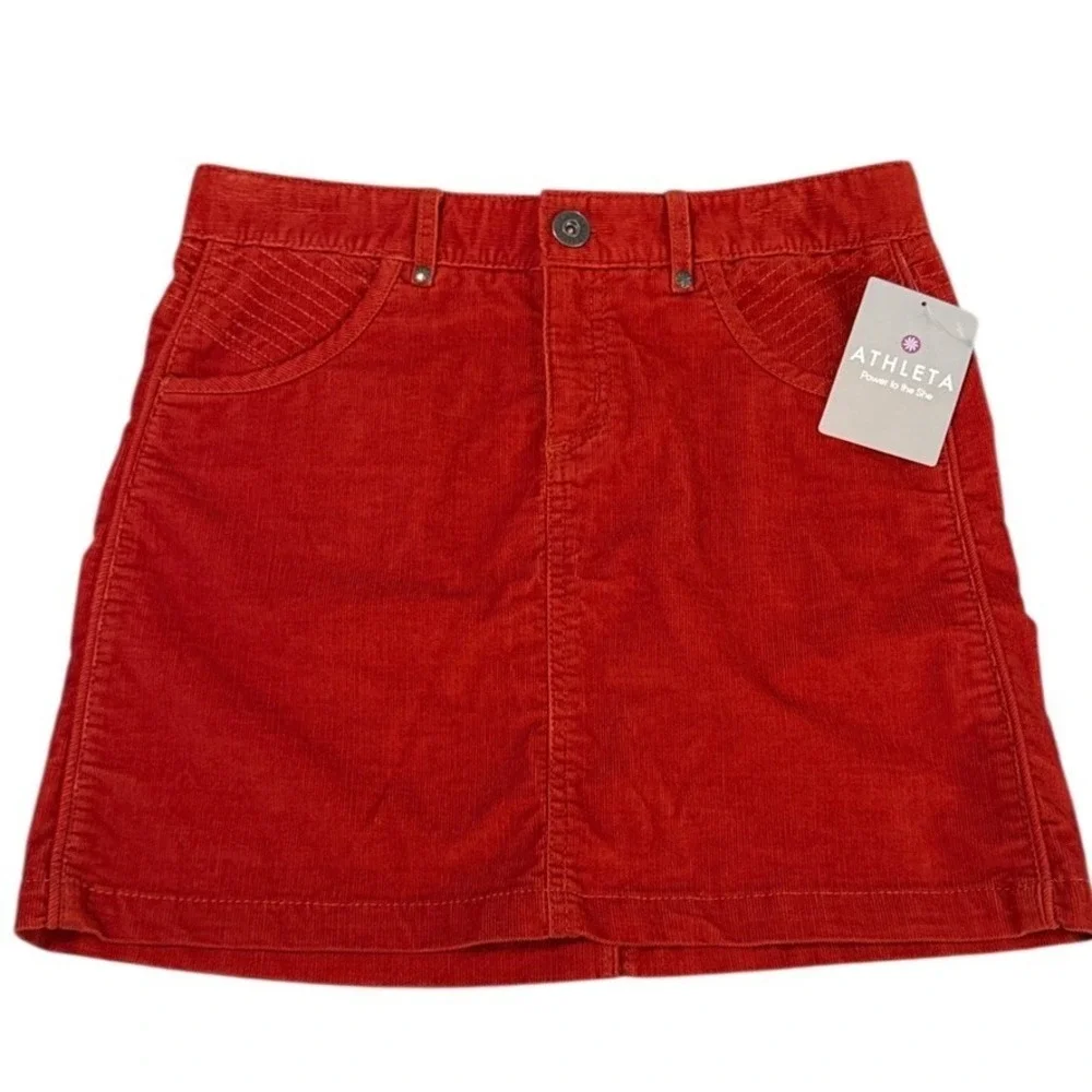 NWT Athleta Corduroy Mini Skirt Burnt Orange Size 4 Preppy Retro 70's